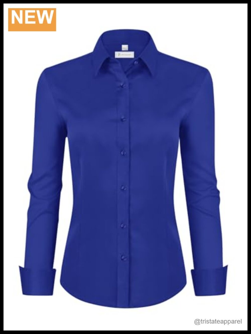 Womens Classic-Fit Dress Shirt Long Sleeve Wrinkle-Free Stretch Solid